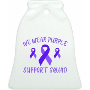 Domestic Violence Awareness Purple Ribbon In October We Wear Purple Ceramic Bell Ornament