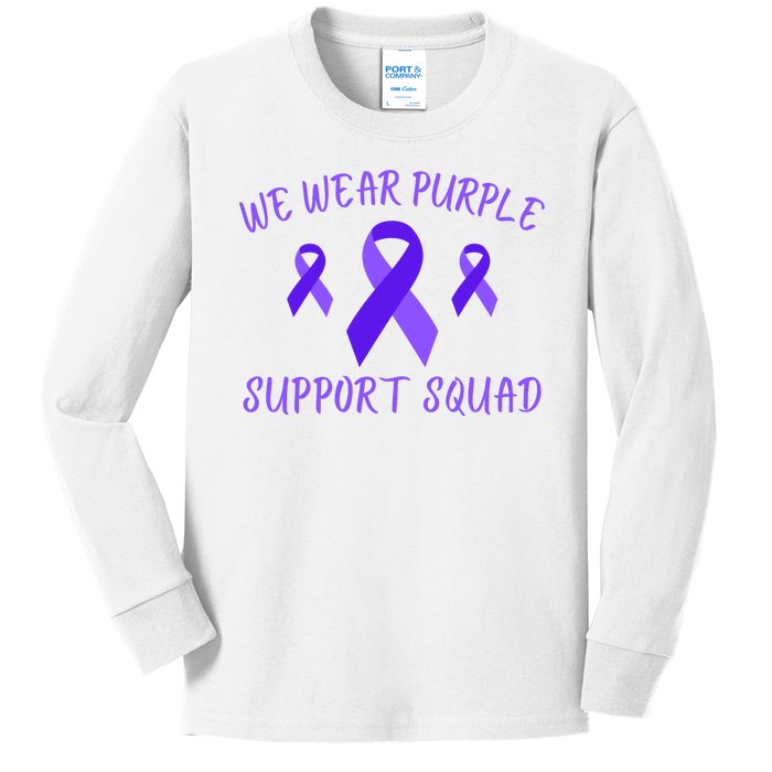 Domestic Violence Awareness Purple Ribbon In October We Wear Purple Kids Long Sleeve Shirt