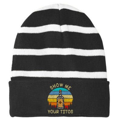 Drinking Vodka Alcohol Lover Show Me Your Striped Beanie with Solid Band