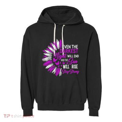 Domestic Violence Awareness Month Sunflower Warrior Support Garment-Dyed Fleece Hoodie