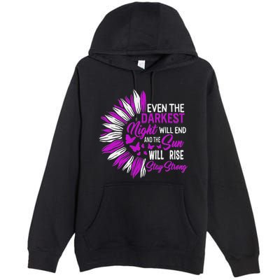 Domestic Violence Awareness Month Sunflower Warrior Support Premium Pullover Hoodie