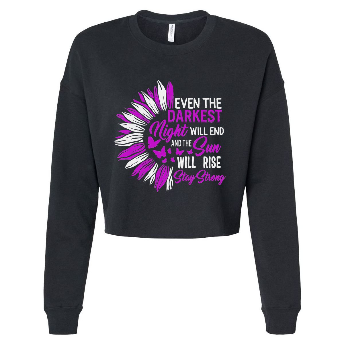 Domestic Violence Awareness Month Sunflower Warrior Support Cropped Pullover Crew