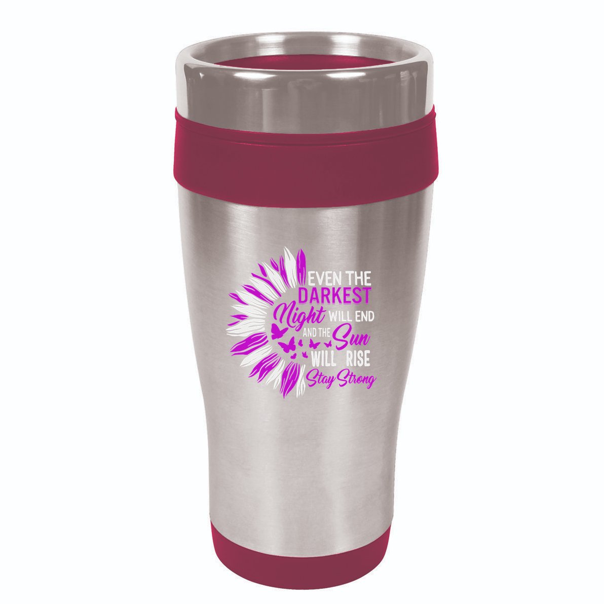 Domestic Violence Awareness Month Sunflower Warrior Support 16oz Travel Tumbler