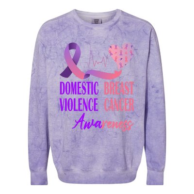 Domestic Violence And Breast Cancer Awareness Month Support Colorblast Crewneck Sweatshirt