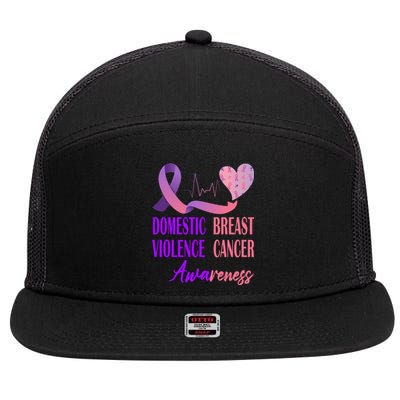 Domestic Violence And Breast Cancer Awareness Month Support 7 Panel Mesh Trucker Snapback Hat