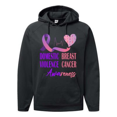 Domestic Violence And Breast Cancer Awareness Month Support Performance Fleece Hoodie