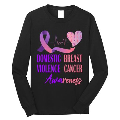 Domestic Violence And Breast Cancer Awareness Month Support Long Sleeve Shirt