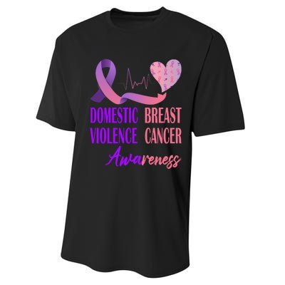 Domestic Violence And Breast Cancer Awareness Month Support Performance Sprint T-Shirt