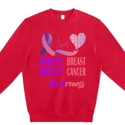 Domestic Violence And Breast Cancer Awareness Month Support Premium Crewneck Sweatshirt