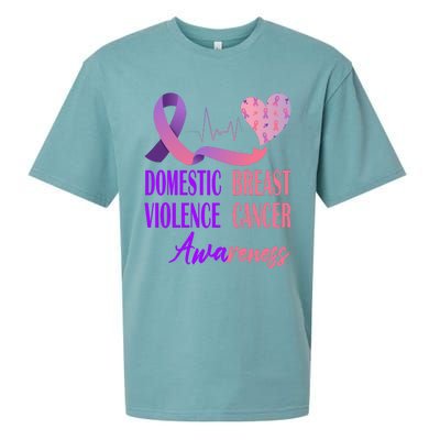 Domestic Violence And Breast Cancer Awareness Month Support Sueded Cloud Jersey T-Shirt