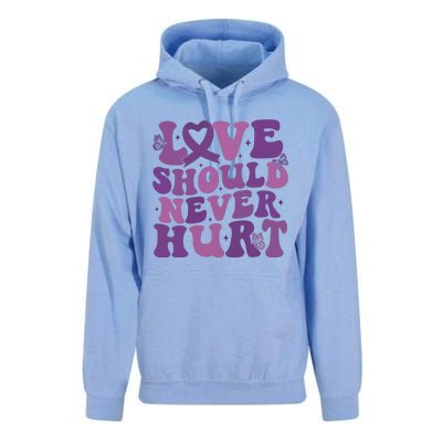 Domestic Violence Awareness Love Should Never Hurt Unisex Surf Hoodie