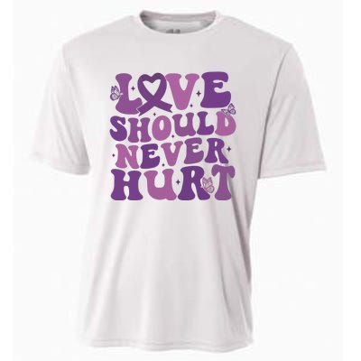 Domestic Violence Awareness Love Should Never Hurt Cooling Performance Crew T-Shirt