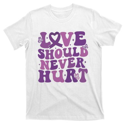 Domestic Violence Awareness Love Should Never Hurt T-Shirt