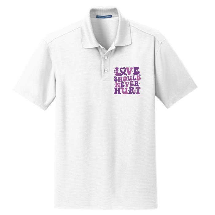 Domestic Violence Awareness Love Should Never Hurt Dry Zone Grid Polo