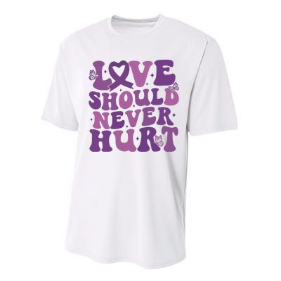 Domestic Violence Awareness Love Should Never Hurt Performance Sprint T-Shirt