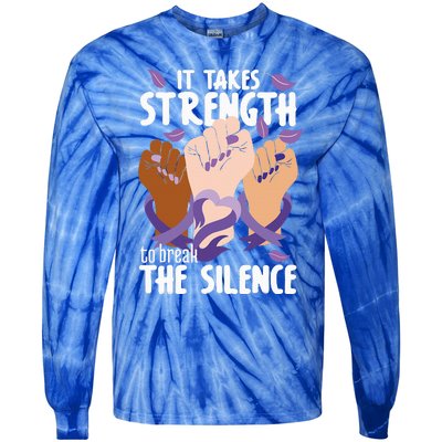 Domestic Violence Awareness Break The Silence Tie-Dye Long Sleeve Shirt