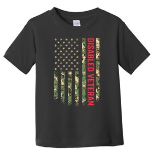 Disabled Veteran American Flag Camouflage Camo Patriotic Vet Toddler T-Shirt