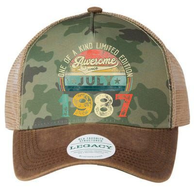 Distressed Vintage Awesome Since July 1987 36th Birthday Legacy Tie Dye Trucker Hat