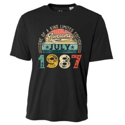 Distressed Vintage Awesome Since July 1987 36th Birthday Cooling Performance Crew T-Shirt