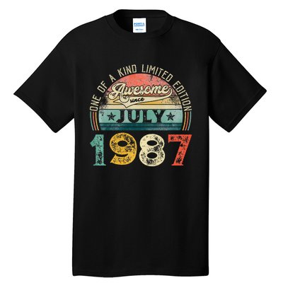 Distressed Vintage Awesome Since July 1987 36th Birthday Tall T-Shirt