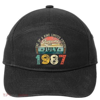 Distressed Vintage Awesome Since July 1987 36th Birthday 7-Panel Snapback Hat