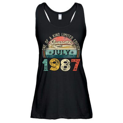 Distressed Vintage Awesome Since July 1987 36th Birthday Ladies Essential Flowy Tank