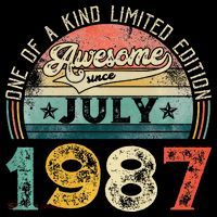 Distressed Vintage Awesome Since July 1987 36th Birthday Flatbill Hat