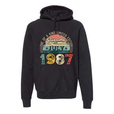 Distressed Vintage Awesome Since July 1987 36th Birthday Premium Hoodie