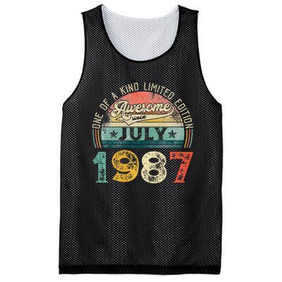 Distressed Vintage Awesome Since July 1987 36th Birthday Mesh Reversible Basketball Jersey Tank