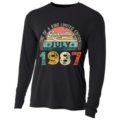 Distressed Vintage Awesome Since July 1987 36th Birthday Cooling Performance Long Sleeve Crew
