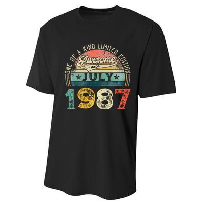 Distressed Vintage Awesome Since July 1987 36th Birthday Performance Sprint T-Shirt