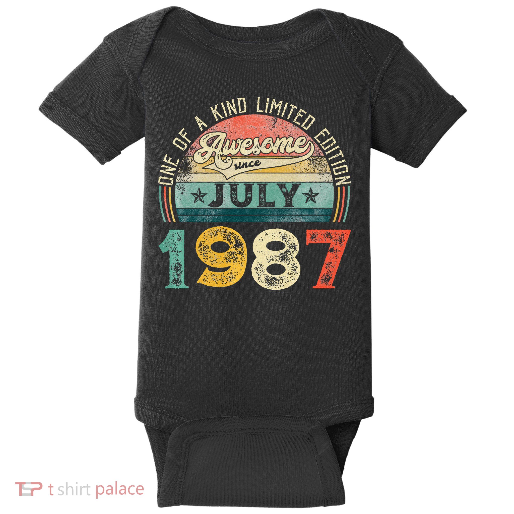 Distressed Vintage Awesome Since July 1987 36th Birthday Baby Bodysuit