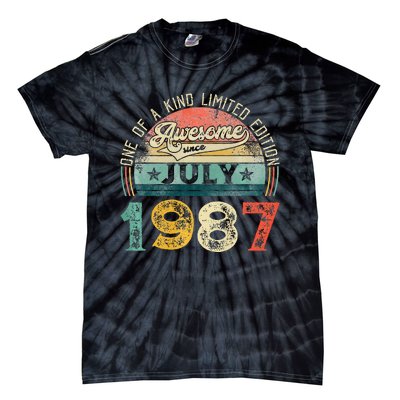 Distressed Vintage Awesome Since July 1987 36th Birthday Tie-Dye T-Shirt