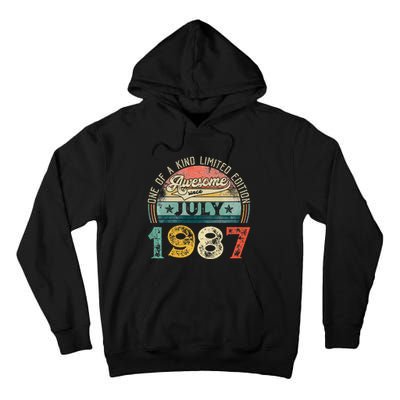 Distressed Vintage Awesome Since July 1987 36th Birthday Tall Hoodie