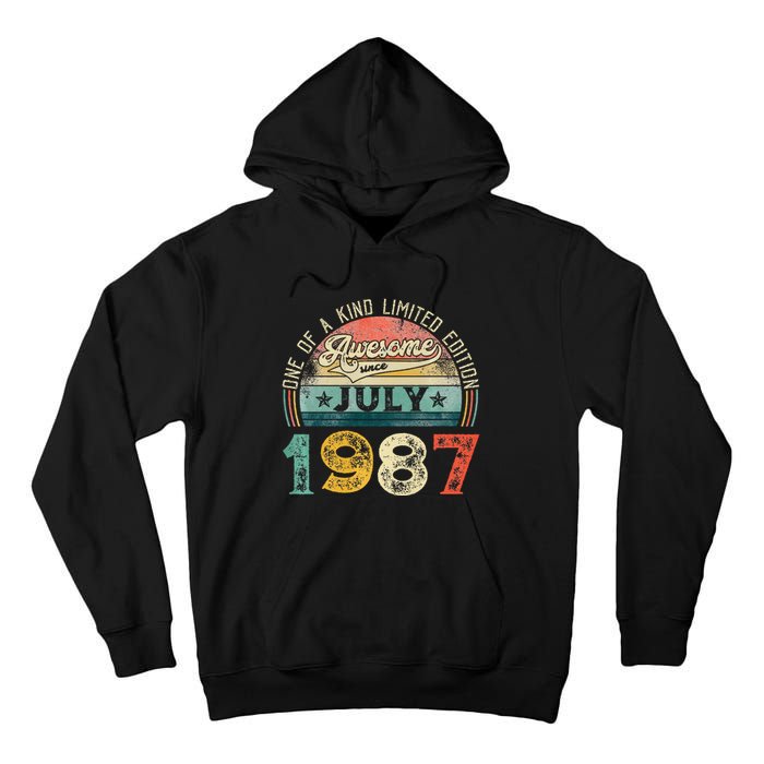 Distressed Vintage Awesome Since July 1987 36th Birthday Tall Hoodie