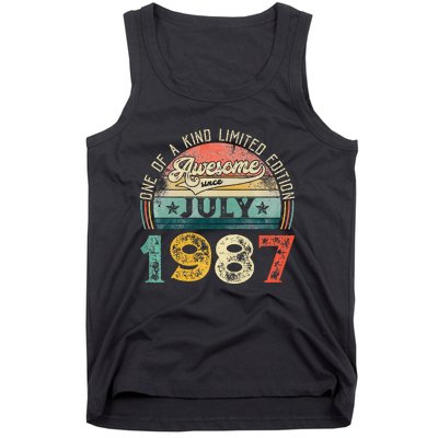 Distressed Vintage Awesome Since July 1987 36th Birthday Tank Top