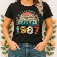 Distressed Vintage Awesome Since July 1987 36th Birthday Womens T-Shirt