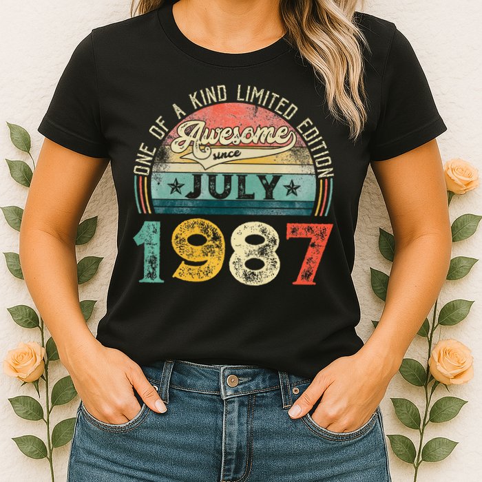 Distressed Vintage Awesome Since July 1987 36th Birthday Womens T-Shirt