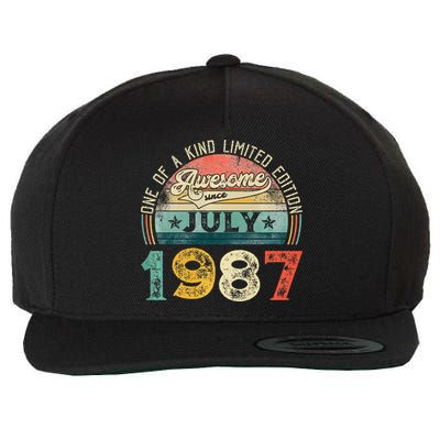 Distressed Vintage Awesome Since July 1987 36th Birthday Wool Snapback Cap