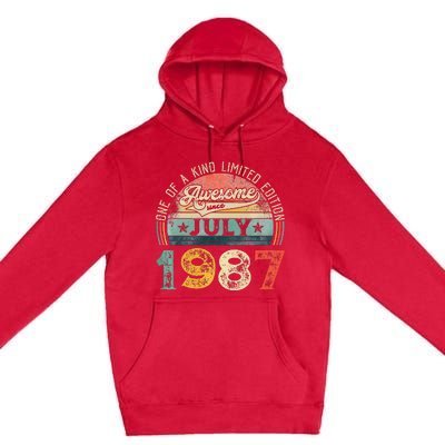 Distressed Vintage Awesome Since July 1987 36th Birthday Premium Pullover Hoodie