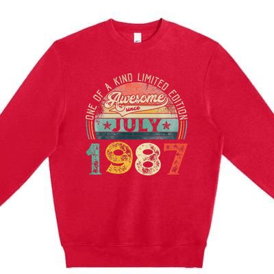 Distressed Vintage Awesome Since July 1987 36th Birthday Premium Crewneck Sweatshirt