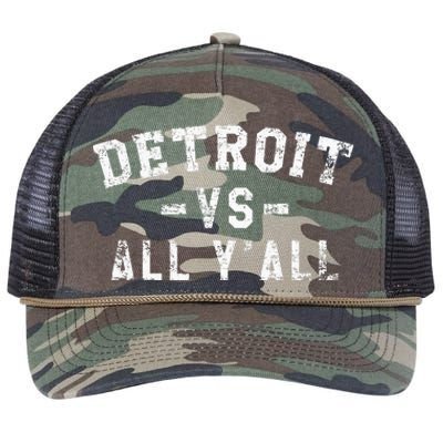 Detroit Vs All Yall For YAll Funny Detroit Retro Rope Trucker Hat Cap