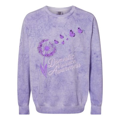 Domestic Violence Awareness Month Purple Ribbon Colorblast Crewneck Sweatshirt