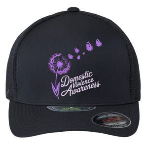 Domestic Violence Awareness Month Purple Ribbon Flexfit Unipanel Trucker Cap