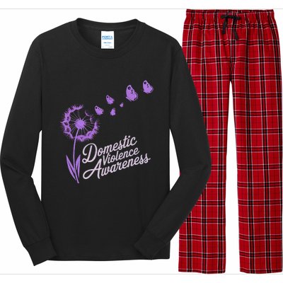 Domestic Violence Awareness Month Purple Ribbon Long Sleeve Pajama Set