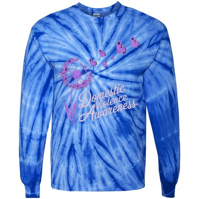 Domestic Violence Awareness Month Purple Ribbon Tie-Dye Long Sleeve Shirt