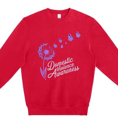 Domestic Violence Awareness Month Purple Ribbon Premium Crewneck Sweatshirt