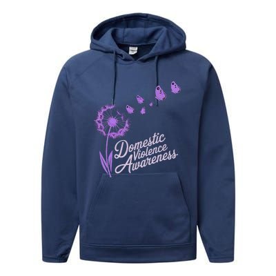 Domestic Violence Awareness Month Purple Ribbon Performance Fleece Hoodie