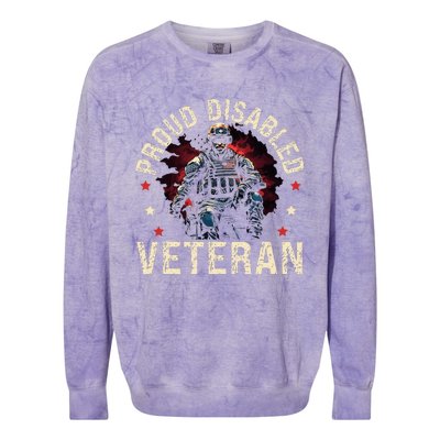 Disabled Veteran Armed Forces Military Soldier Army Usa Colorblast Crewneck Sweatshirt