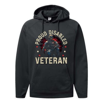 Disabled Veteran Armed Forces Military Soldier Army Usa Performance Fleece Hoodie